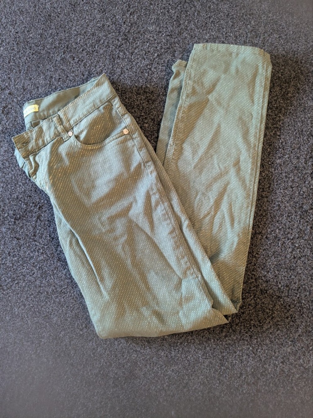 Versace Jeans Collection Olive Green Metallic Dot Pants